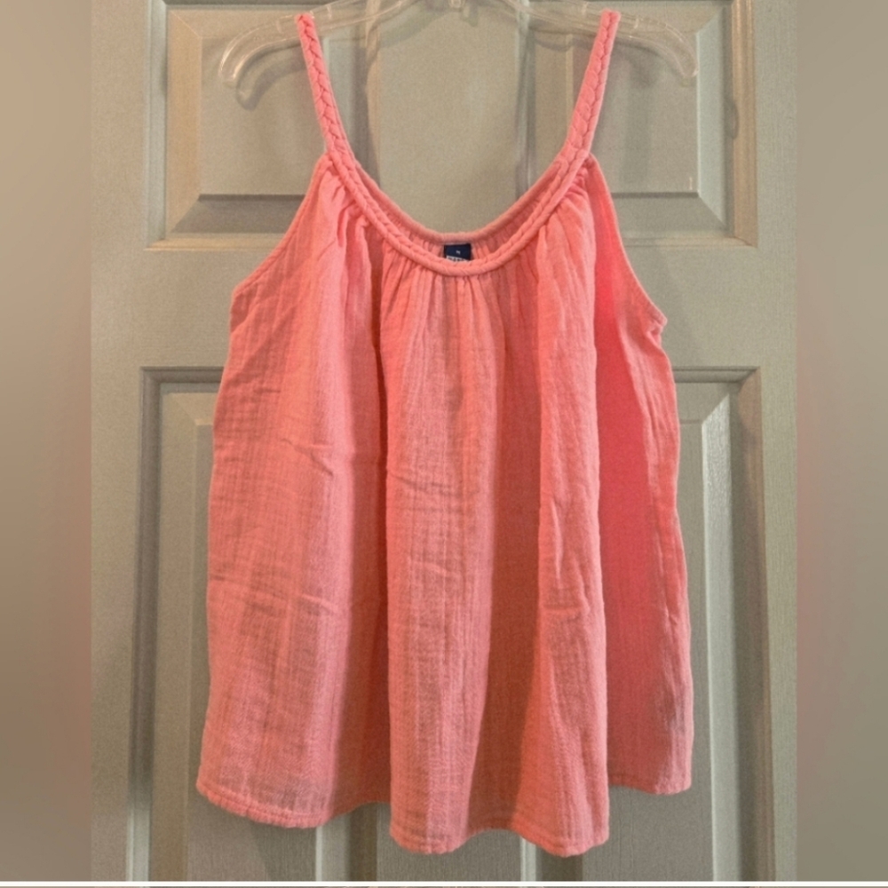 Old Navy Cotton Gauze Tank Top With Braided Straps NWT Medium Heartfelt Pink